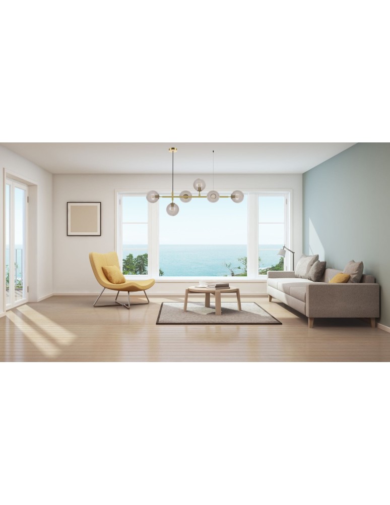 Pendant lamps - Light Prestige Alisa pendant lamp transparent balls LP-005/6P TR 6xE14 gold / transparent - product kolory-swiatla.pl 2