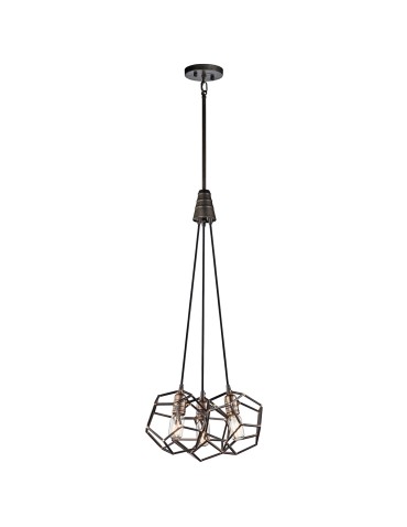 Elstead ROCKLYN Chandelier E27 3x100W Steel KL-ROCKLYN3-RS