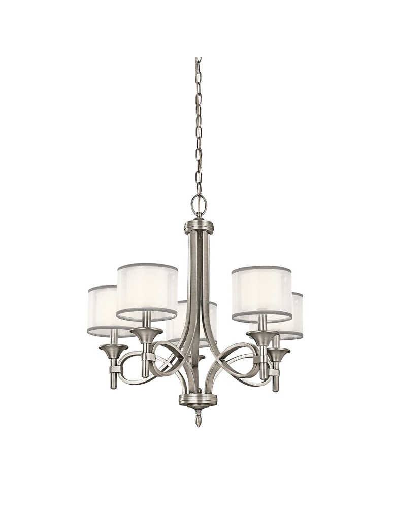 Chandelier with lampshade - Elstead LACEY E14 5x60W Zinc Chandelier KL-LACEY5-AP - product kolory-swiatla.pl 1