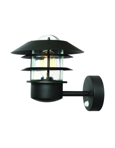 Elstead HELSINGOR Wall lamp E27 1x60W IP44 Motion Sensor Black HELSINGOR-PIR-BK