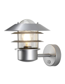 Elstead HELSINGOR Wall lamp E27 1x60W IP44 Motion Sensor Silver HELSINGOR-PIR