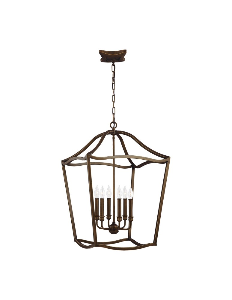 Geometric chandeliers - Elstead YARMOUTH Pendant E14 6x60W Brass FE-YARMOUTH-6P - product kolory-swiatla.pl 1