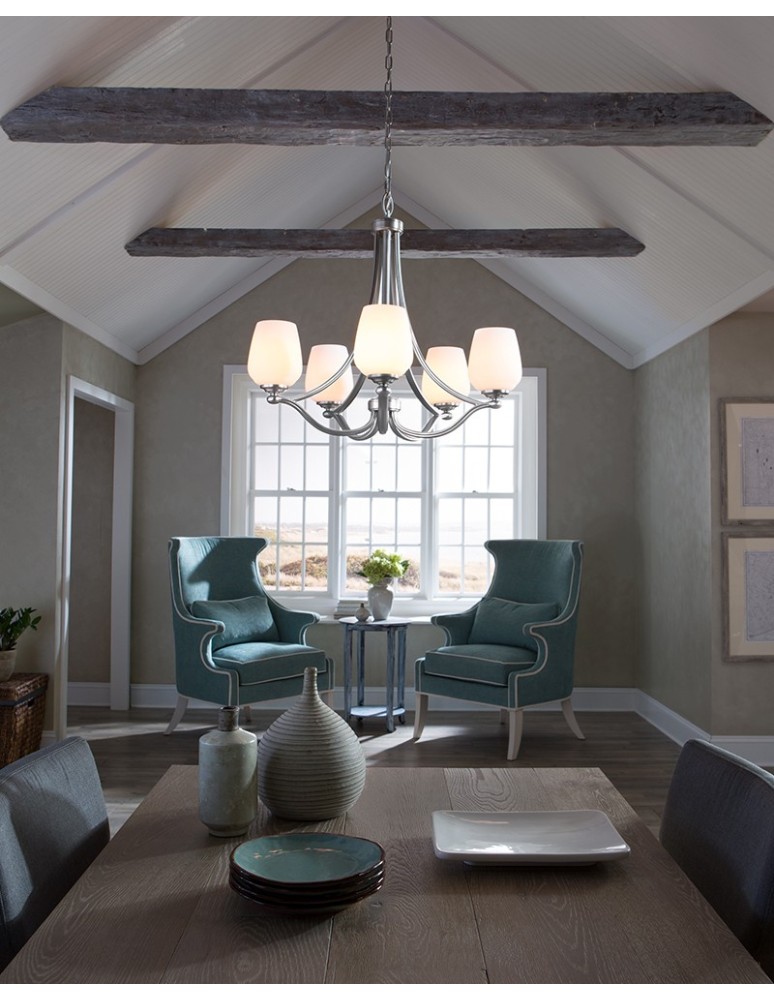 Modern chandeliers - Elstead VINTNER Chandelier E27 5x60W Nickel FE-VINTNER5 - product kolory-swiatla.pl 2