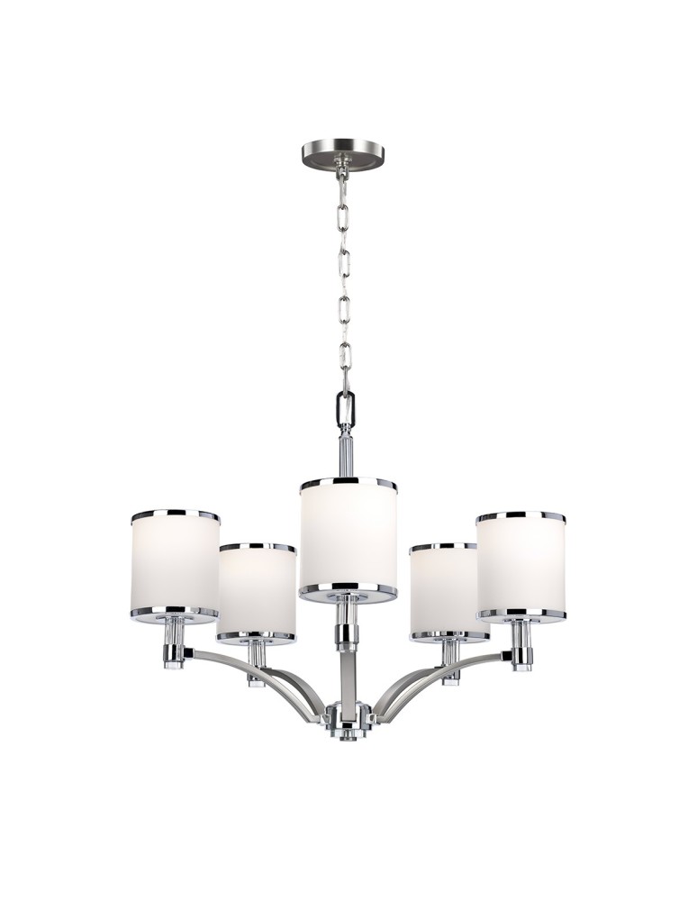 Chandelier with lampshade - Elstead PROSPECT PARK Chandelier E27 5x60W Nickel/Chrome FE-PROSPECT-PARK5 - product kolory-swiatla.pl 1
