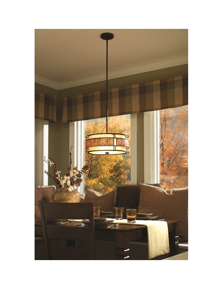 Pendant lamps with lampshade - Quoizel LAGUNA 4x60W E27 QZ/LAGUNA/P Pendant - product kolory-swiatla.pl 2