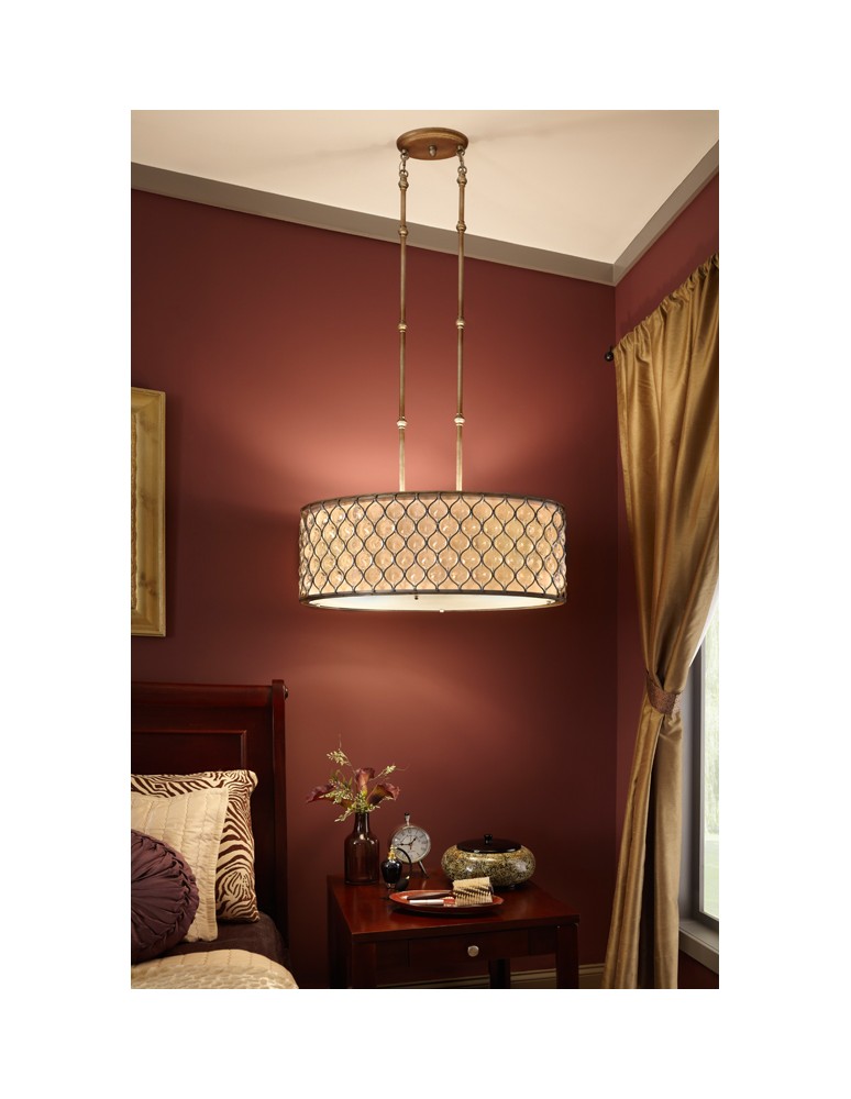 Pendant lamps with lampshade - Elstead Lighting Feiss Pendant LUCIA OVAL 3x100W E27 FE/LUCIA/P/A - product kolory-swiatla.pl 2