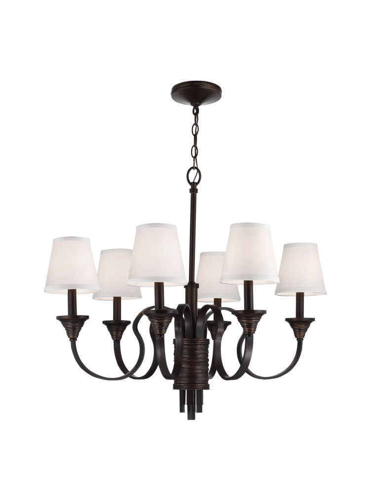 Chandelier with lampshade - Elstead ARBOR CREEK 6x60W Brown E14 Chandelier FE-ARBOR-CREEK6 - product kolory-swiatla.pl 1