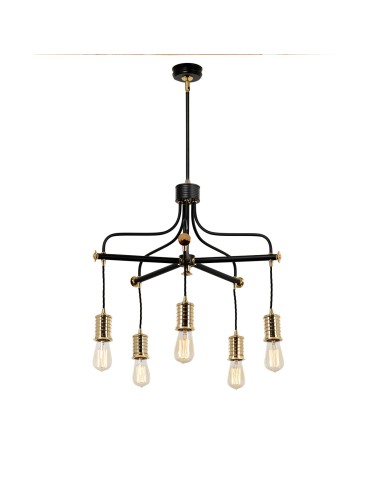 Elstead DOUILLE E27 5x60W Black/Brass Chandelier DOUILLE5-BPB
