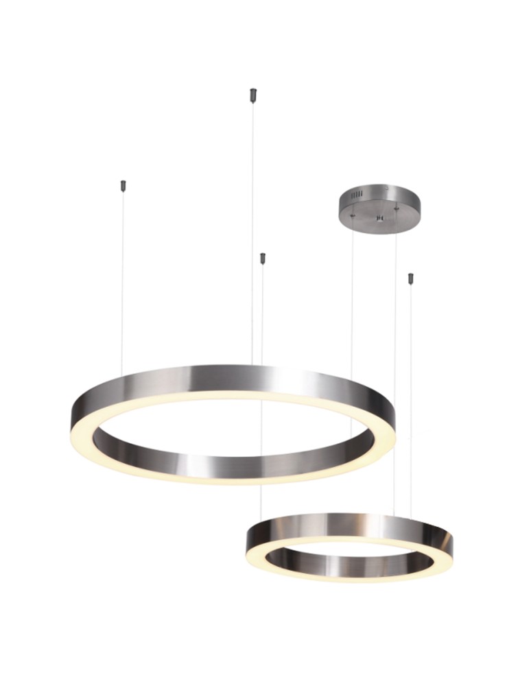 Pendant lamps circles - Step into Design CIRCLE pendant lamp 40+60 LED nickel on 1 ceiling light fixture        - product kolory-swiatla.pl 1