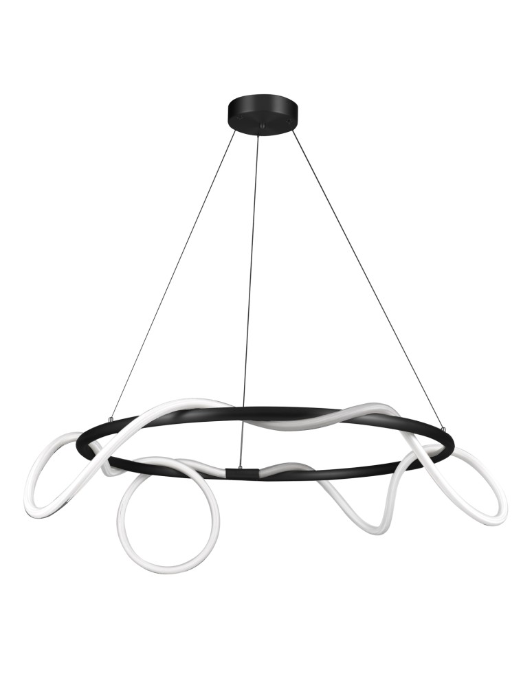Designer pendant lamps - Step into Design FANTASIA ROUND LED pendant lamp black 60 cm   - product kolory-swiatla.pl 1