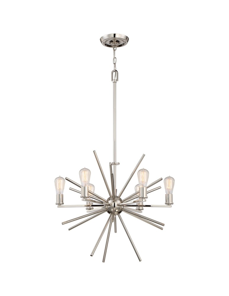 Modern chandeliers - Elstead UPTOWN CARNEGIE Chandelier E27 6x60W Silver QZ-CARNEGIE6-IS. - product kolory-swiatla.pl 1