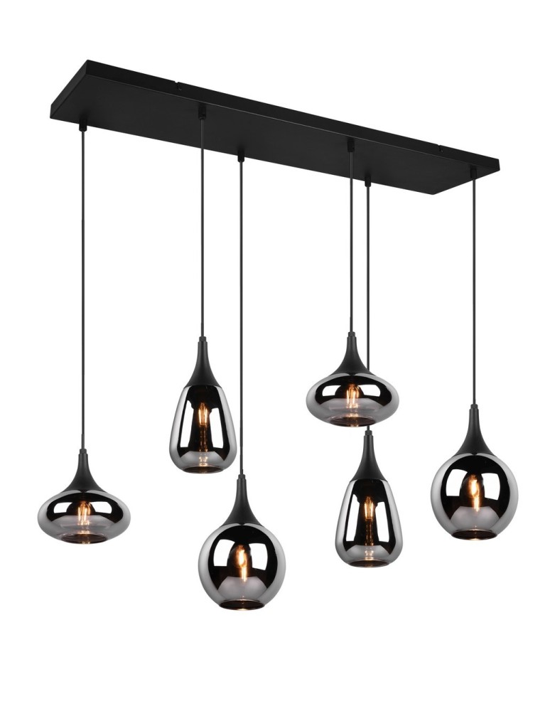 Pendant lamps - TRIO LUMINA Pendant E14 6x40W Dimmable Black 317000632 - product kolory-swiatla.pl 1