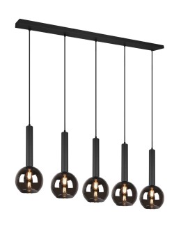 TRIO CLAYTON Wisząca E27 5x28W Ściemnialna czarny 310300532