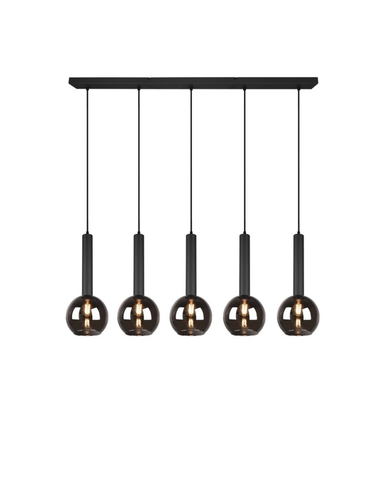Pendant lamps on a strip - TRIO CLAYTON Pendant E27 5x28W Dimmable Black 310300532 - product kolory-swiatla.pl 2