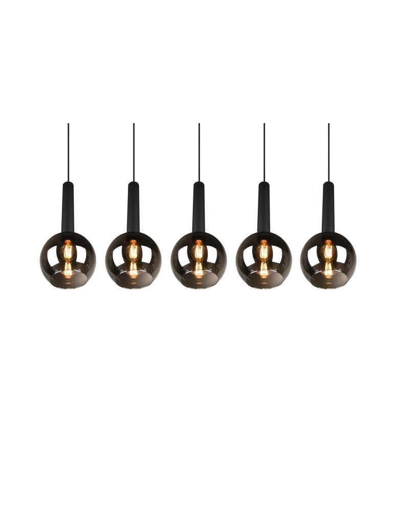 Pendant lamps on a strip - TRIO CLAYTON Pendant E27 5x28W Dimmable Black 310300532 - product kolory-swiatla.pl 3