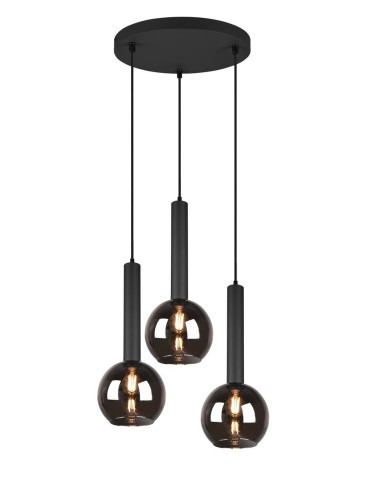 TRIO CLAYTON Pendant E27 3x28W Dimmable Black 310390332