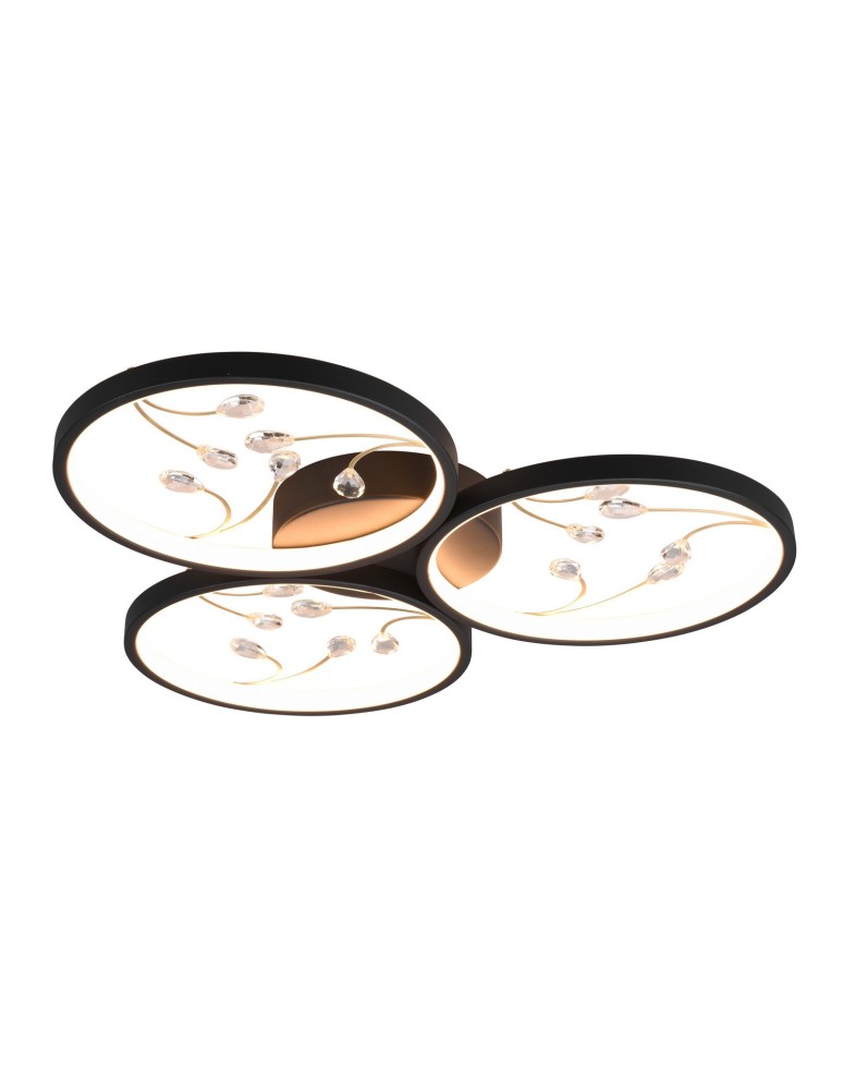 Modern ceiling lamps - TRIO GROOVY LED Ceiling 1x30W 3000K 3600lm Dimmable Black 642110332 - product kolory-swiatla.pl 1