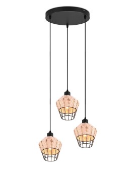 TRIO BORKA Wisząca E27 3x40W Ściemnialna drewno R31263336