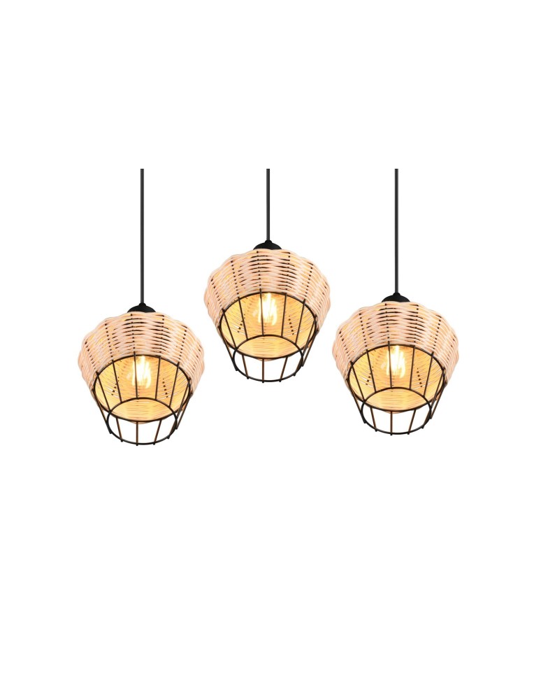 Triple pendant lamps - TRIO BORKA Pendant E27 3x40W Dimmable Wood R31263336 - product kolory-swiatla.pl 3