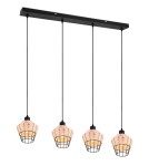 Pendant lamps on a strip - TRIO BORKA Pendant E27 4x40W Dimmable Wood R31264036 - product 1