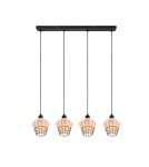 Pendant lamps on a strip - TRIO BORKA Pendant E27 4x40W Dimmable Wood R31264036 - product 2