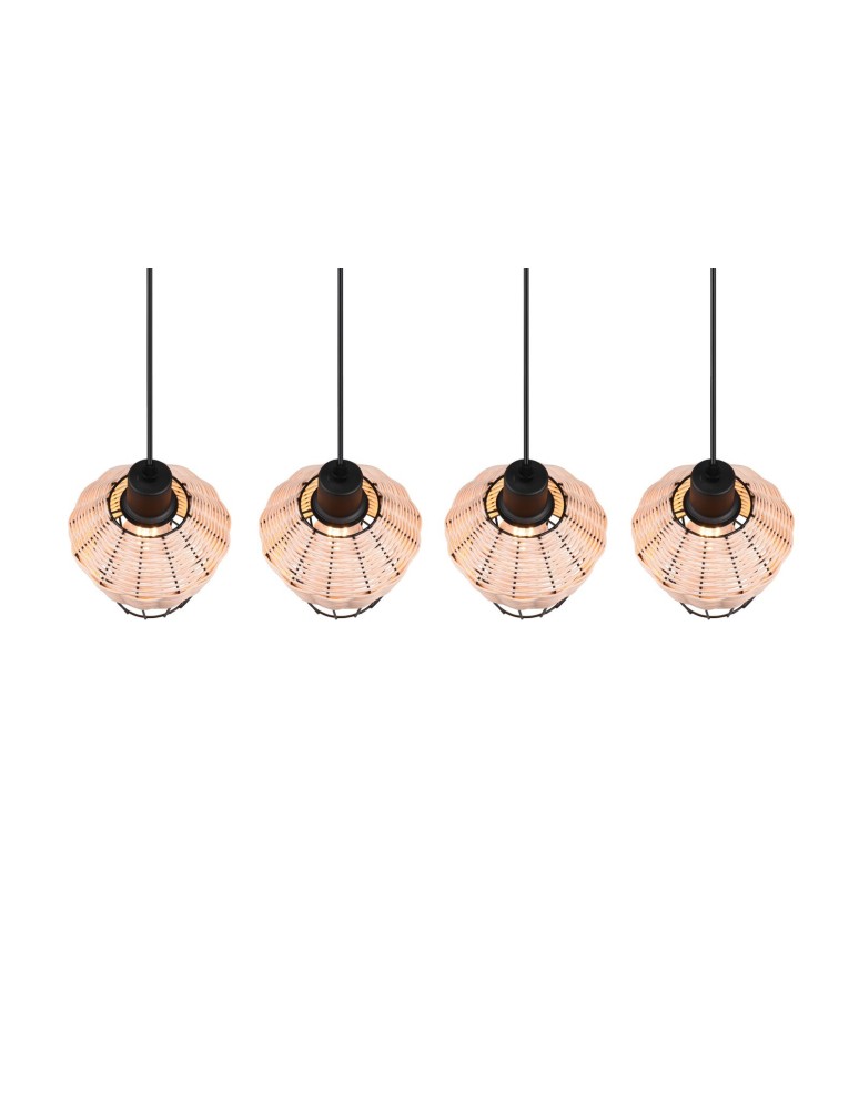 Pendant lamps on a strip - TRIO BORKA Pendant E27 4x40W Dimmable Wood R31264036 - product kolory-swiatla.pl 3