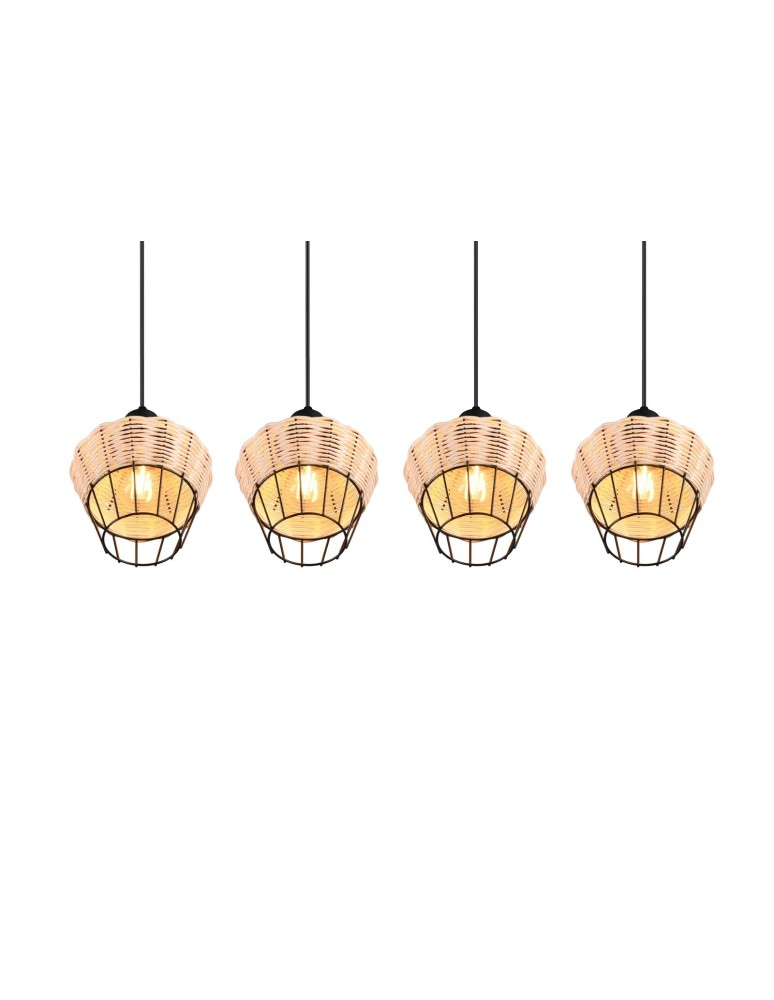 Pendant lamps on a strip - TRIO BORKA Pendant E27 4x40W Dimmable Wood R31264036 - product kolory-swiatla.pl 4