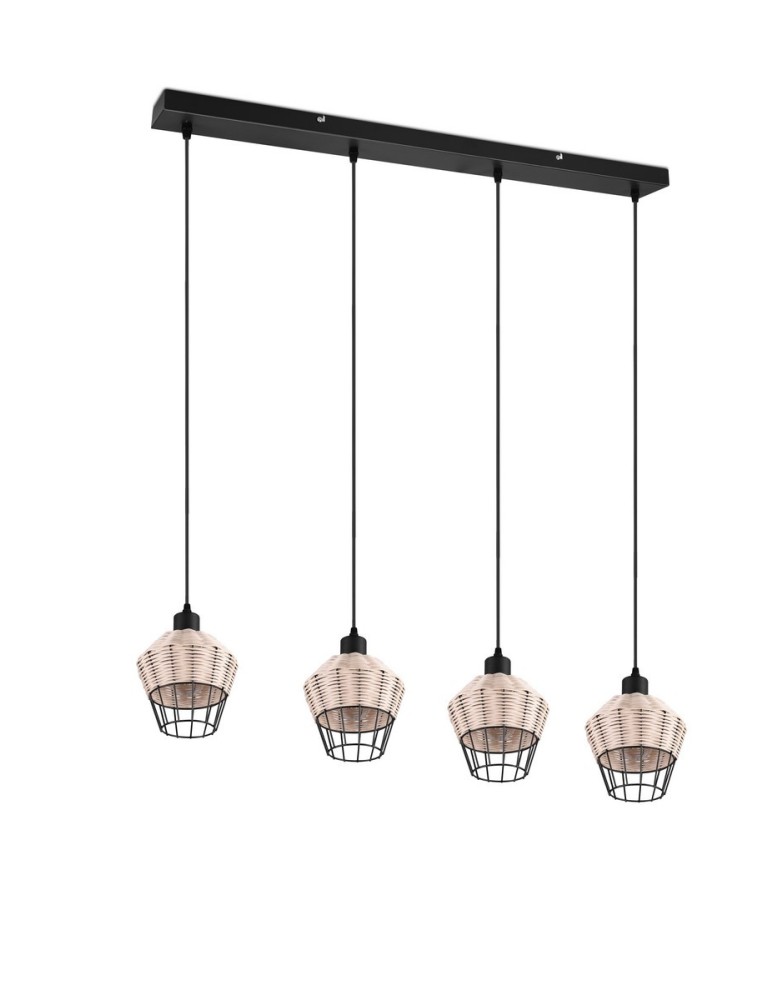 Pendant lamps on a strip - TRIO BORKA Pendant E27 4x40W Dimmable Wood R31264036 - product kolory-swiatla.pl 5