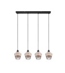 Pendant lamps on a strip - TRIO BORKA Pendant E27 4x40W Dimmable Wood R31264036 - product 6
