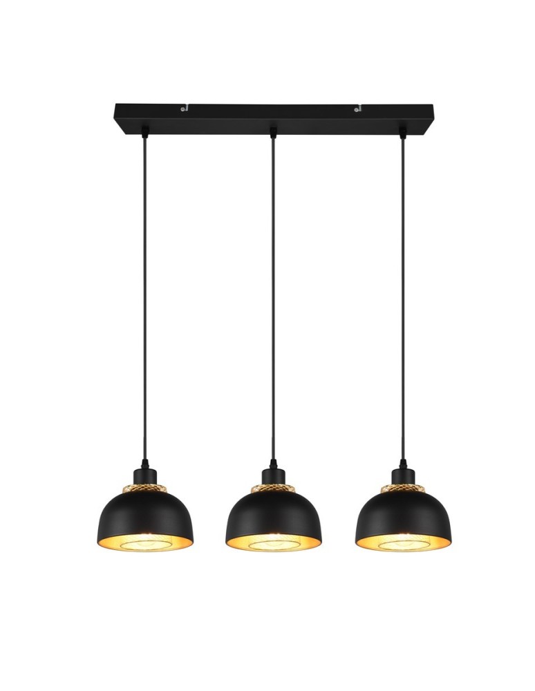 Triple pendant lamps - TRIO PUNCH Pendant E27 3x40W Dimmable Black R30813032 - product kolory-swiatla.pl 2