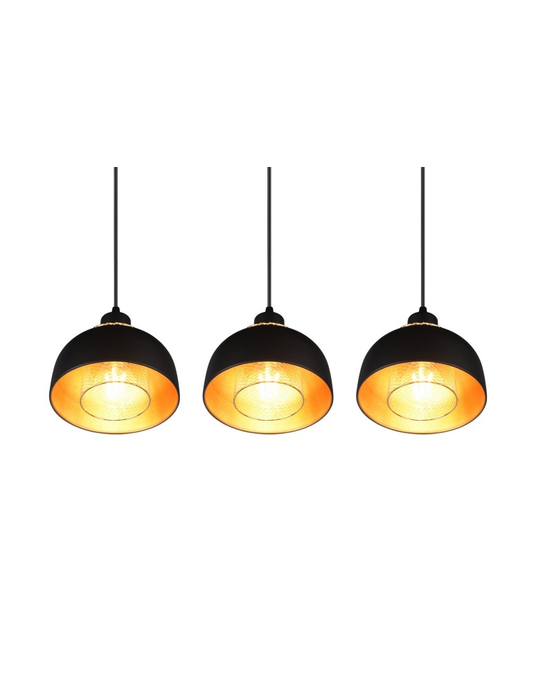 Triple pendant lamps - TRIO PUNCH Pendant E27 3x40W Dimmable Black R30813032 - product kolory-swiatla.pl 4