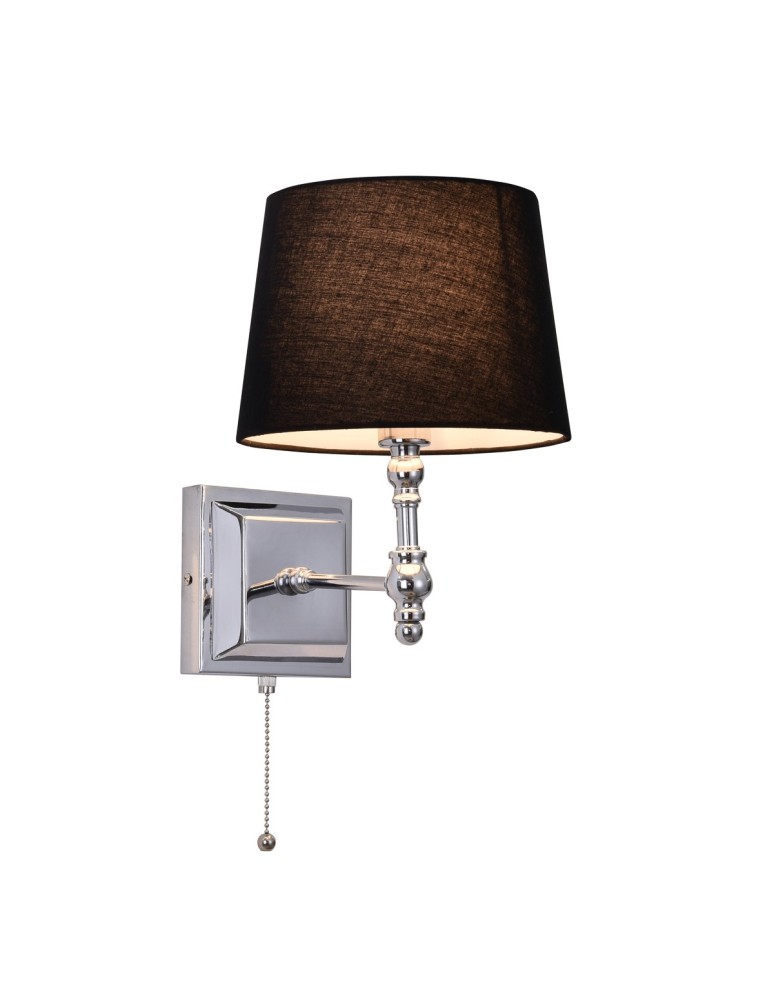 Wall lamps with lampshade - ITALUX Luno Wall lamp E27 1x40W Chrome/Black WL-2021-1 - product kolory-swiatla.pl 1