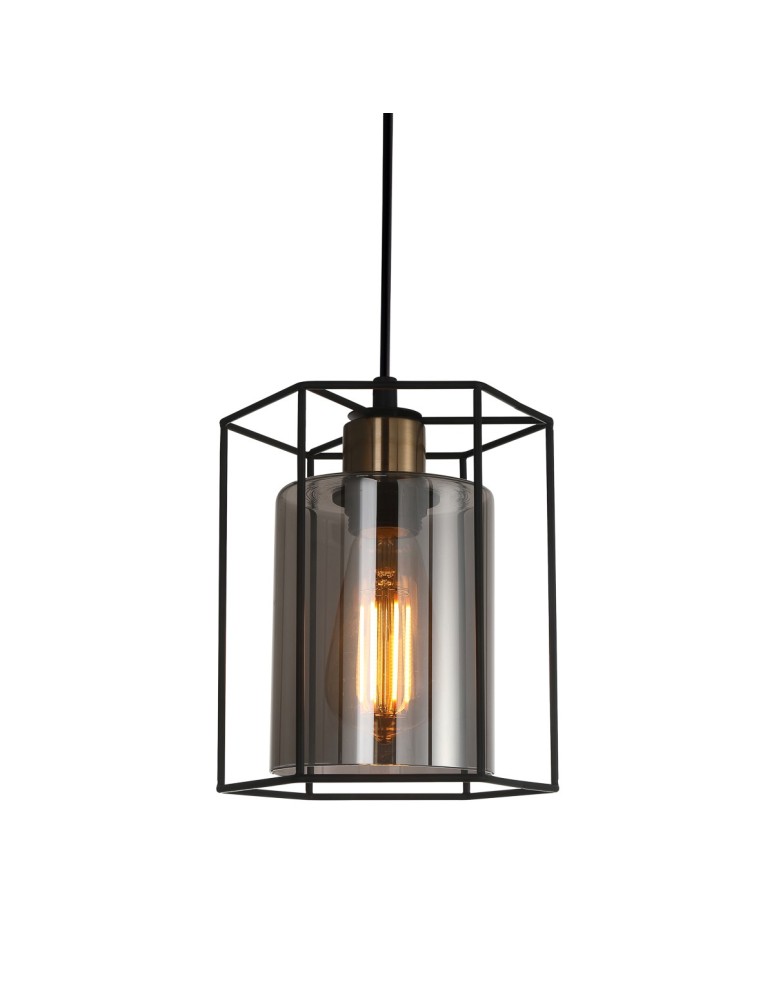 Loft pendant lamps - ITALUX Kalula Pendant E27 1x40W Black PND-78901-1-BK+SG - product kolory-swiatla.pl 1