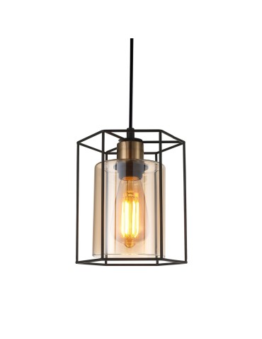 ITALUX Kalula Pendant E27 1x40W Black PND-78901-1-BK+AMB