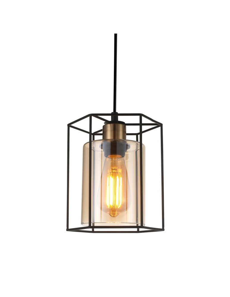 Loft pendant lamps - ITALUX Kalula Pendant E27 1x40W Black PND-78901-1-BK+AMB - product kolory-swiatla.pl 1