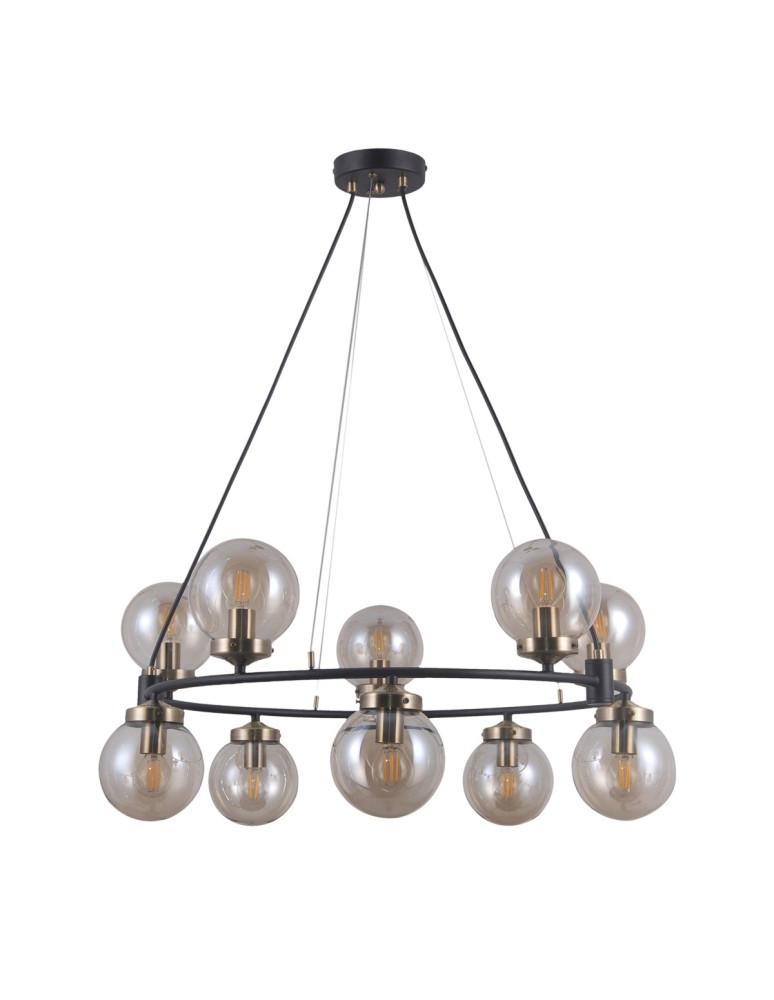 Pendant lamps spheres - ITALUX Galvez Pendant E14 10x5W Black/Brown PND-28622-10A. - product kolory-swiatla.pl 1