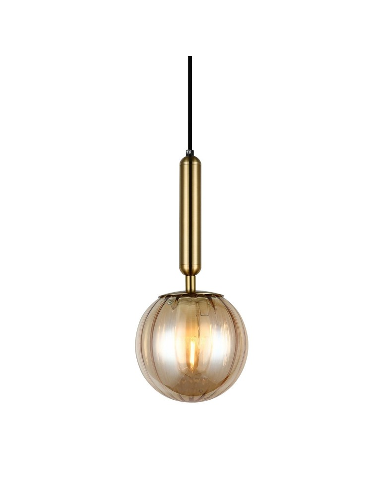 Pendant lamps - ITALUX Ravena Pendant E27 LED integrated 1x5W Brass/Amber PND-2324-1 BRO+AMB - product kolory-swiatla.pl 1