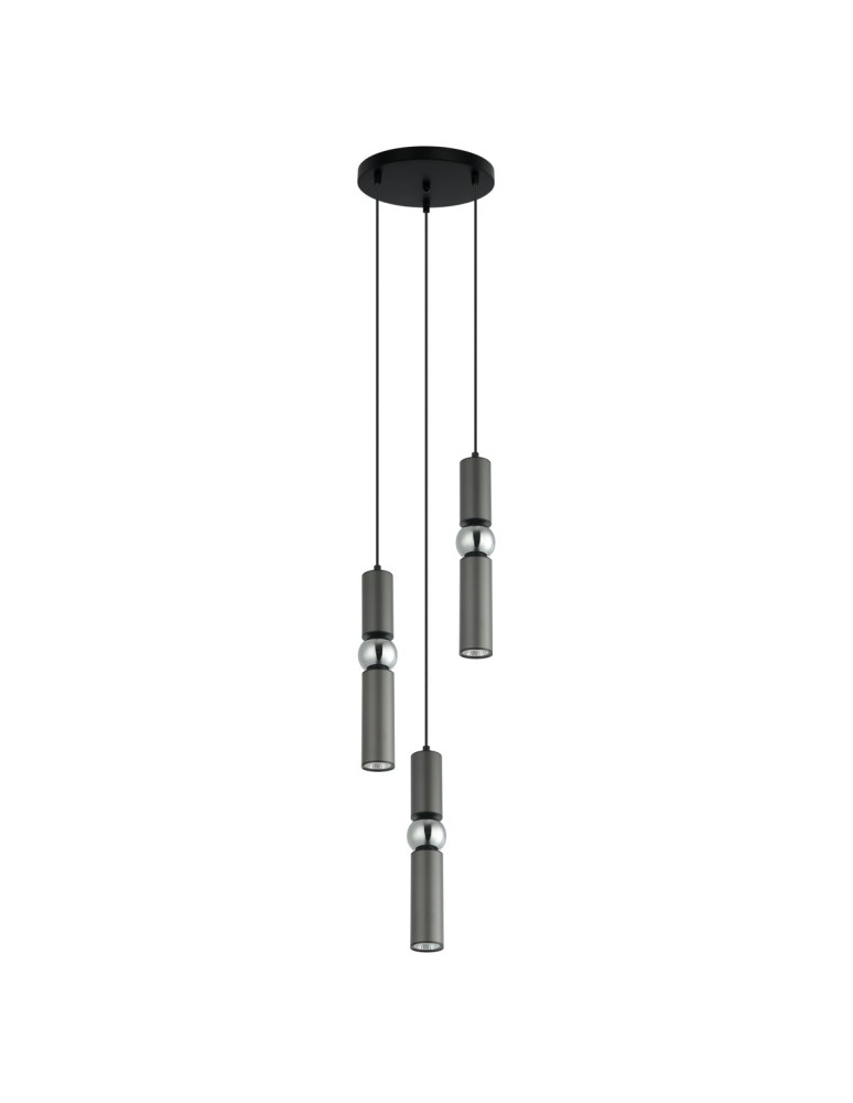 Pendant lamps - ITALUX Isidora Pendant GU10 3x25W Black/Grey/Chrome PND-14290-3-GR - product kolory-swiatla.pl 1