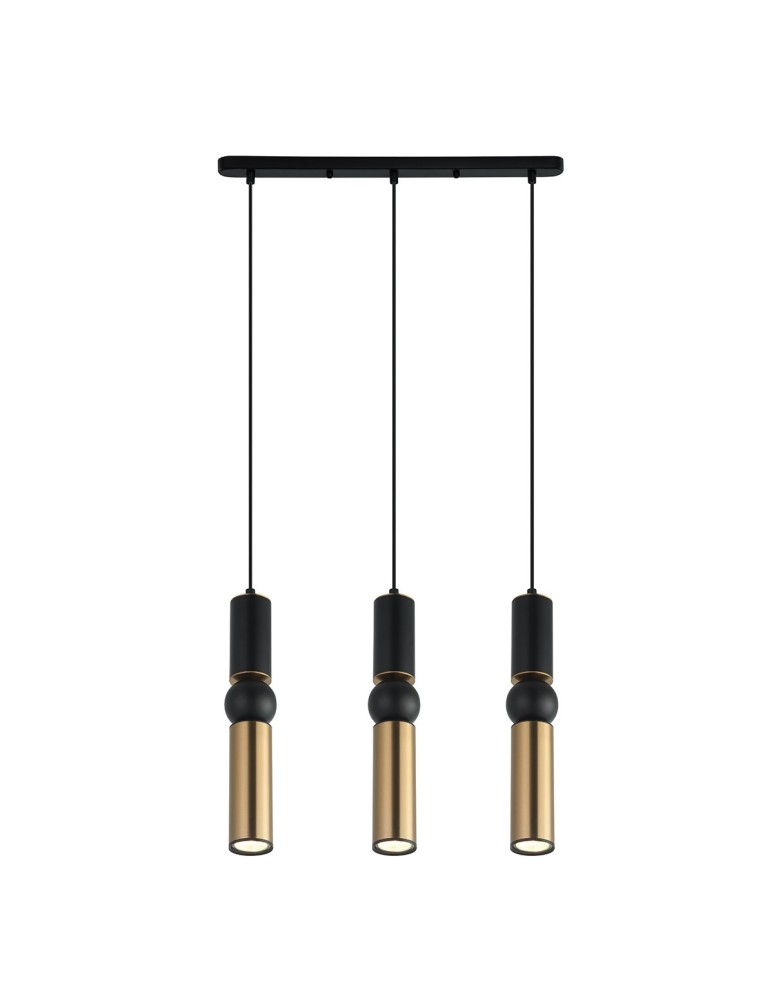 Loft pendant lamps - ITALUX Isidora Pendant GU10 3x25W Black/Brown PND-14290-3A-BK-BRO - product kolory-swiatla.pl 1