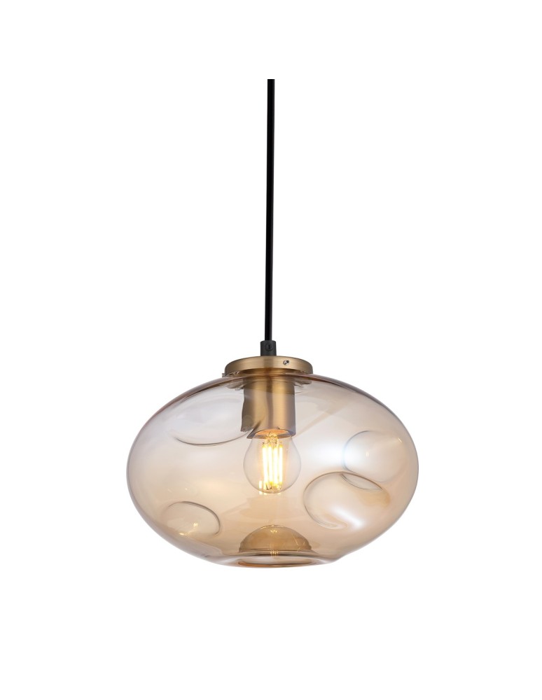 Pendant lamps - ITALUX Hatella Pendant E27 1x40W Copper/Black PND-112038-1-BRO+AMB - product kolory-swiatla.pl 1