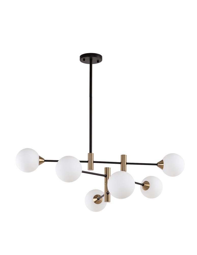Pendant lamps spheres - ITALUX Marino Pendant G9 6x25W Black/Brass PND-9148-6-OPAL - product kolory-swiatla.pl 1