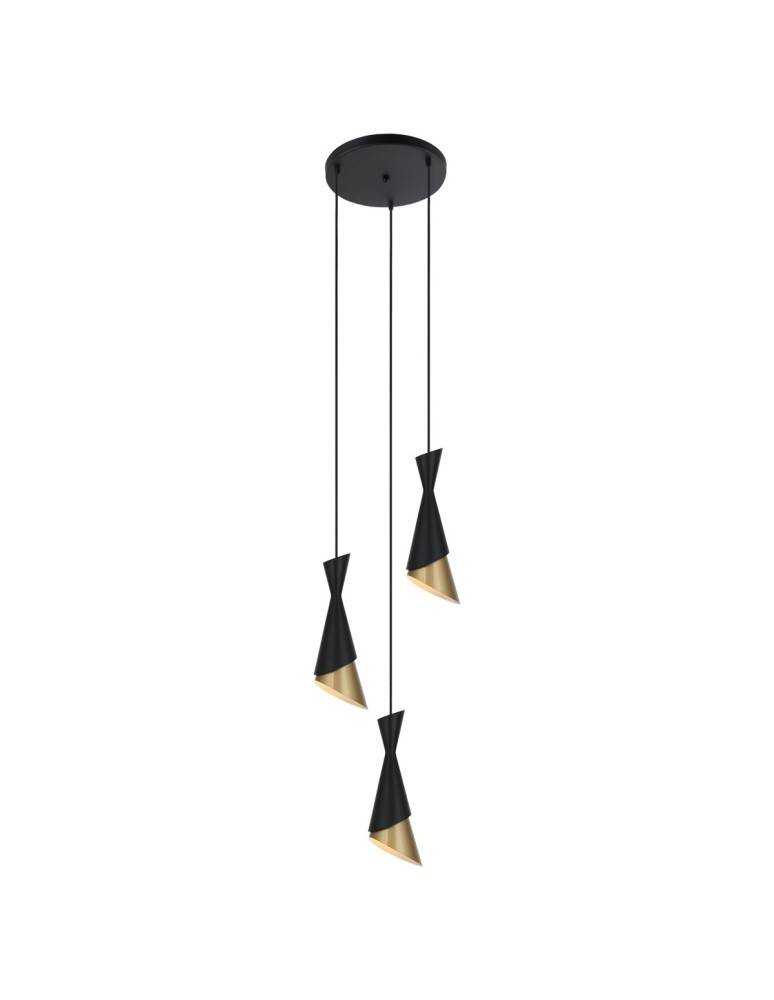 Pendant lamps - ITALUX Malia Pendant E27 3x40W Black/Gold PND-85949-3 BK+GD - product kolory-swiatla.pl 1