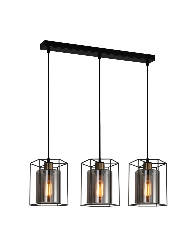 Loft pendant lamps - ITALUX Kalula Pendant E27 3x40W Black PND-78901-3-BK+SG - product kolory-swiatla.pl 1