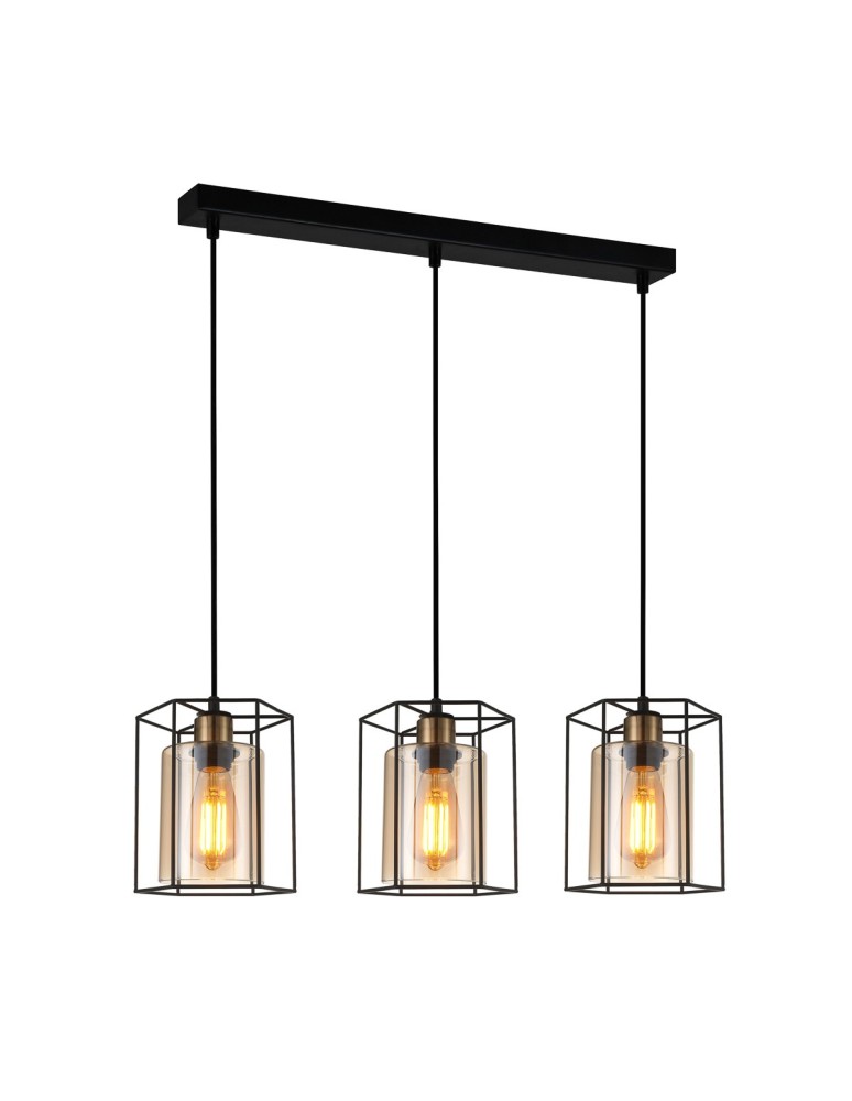 Loft pendant lamps - ITALUX Kalula Pendant E27 3x40W Black PND-78901-3-BK+AMB - product kolory-swiatla.pl 1