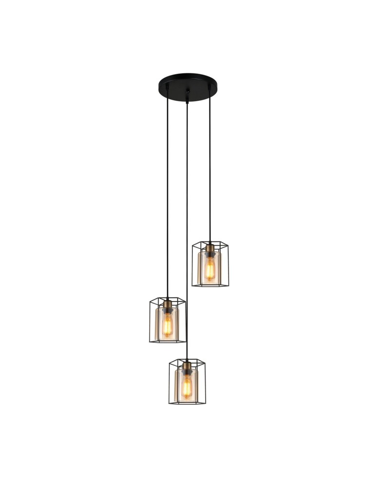 Loft pendant lamps - ITALUX Kalula Pendant E27 3x40W Black PND-78901-3A-BK+AMB - product kolory-swiatla.pl 1