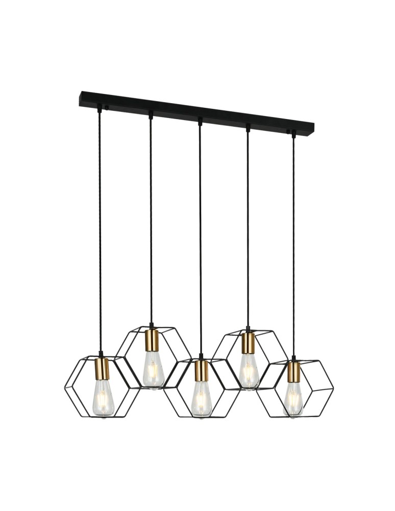 Pendant lamps on a strip - ITALUX Aina Pendant E27 5x40W Black PND-74889-5-BK - product kolory-swiatla.pl 1