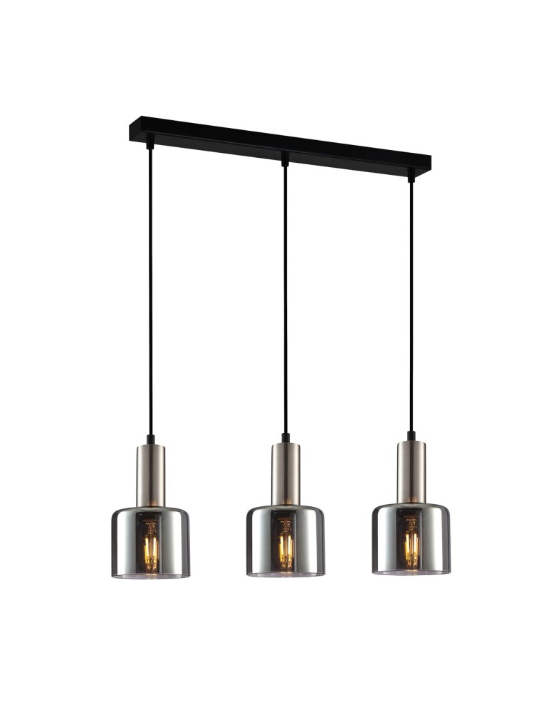 Pendant lamps on a strip - ITALUX Santia Pendant E27 3x40W Silver PND-65342-3-SC+SG - product kolory-swiatla.pl 1