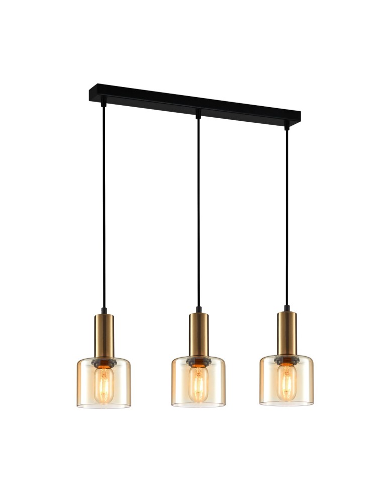 Pendant lamps on a strip - ITALUX Santia Pendant E27 3x40W Copper PND-65342-3-BRO+AMB - product kolory-swiatla.pl 1