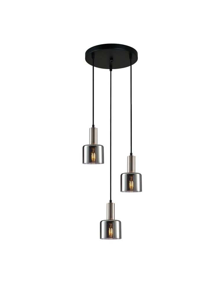 Pendant lamps - ITALUX Santia Pendant E27 3x40W Silver PND-65342-3A-SC+SG - product kolory-swiatla.pl 1