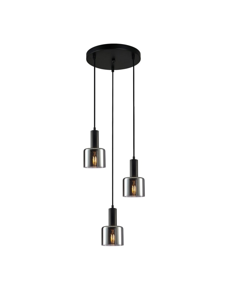 Pendant lamps - ITALUX Santia Pendant E27 3x40W Black PND-65342-3A-BK+SG - product kolory-swiatla.pl 1